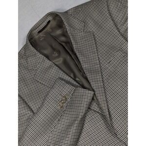 Pronto Moda Silk Wool Cashmere Houndstooth Plaid‎ Mens Blazer Size 42R
